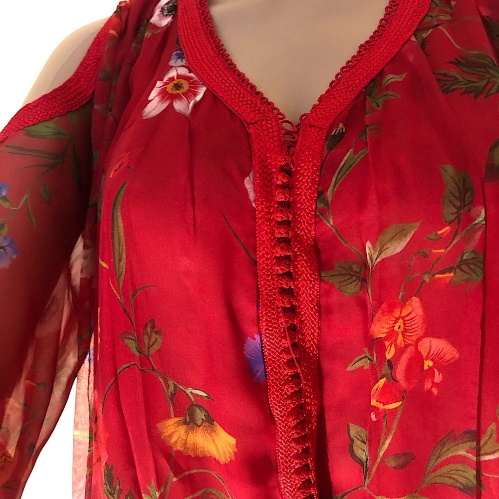 Red coloré dress, mini caftan , night dress, party  or Valentine robe .